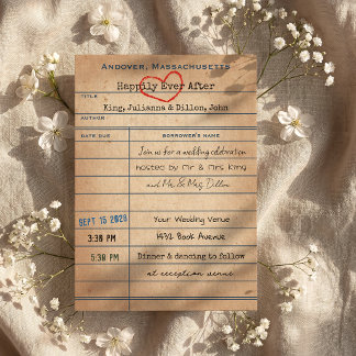 Vintage Library Checkout Card Style Wedding