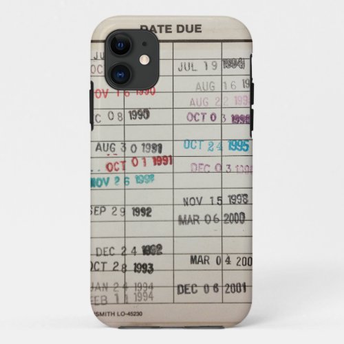 Vintage Library Due Date Cards iPhone 11 Case