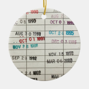 Vintage Library Due Date Cards Ceramic Ornament