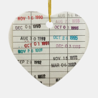 Vintage Library Due Date Cards Ceramic Ornament