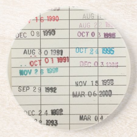 Vintage Library Due Date Cards Drink Coaster
