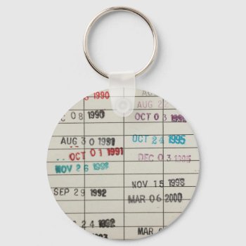 Vintage Library Due Date Cards Keychain by boristudio at Zazzle