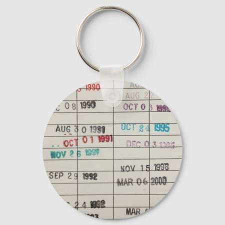 Vintage Library Due Date Cards Keychain