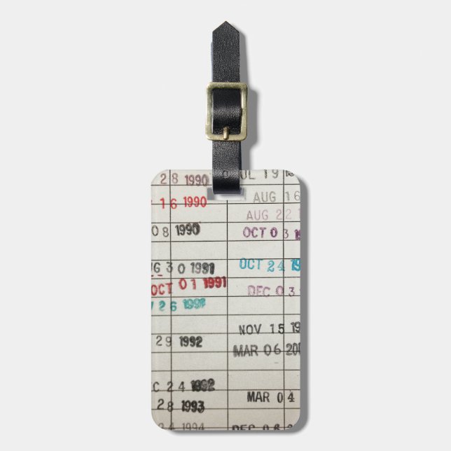 Vintage Library Due Date Cards Luggage Tag (Front Vertical)