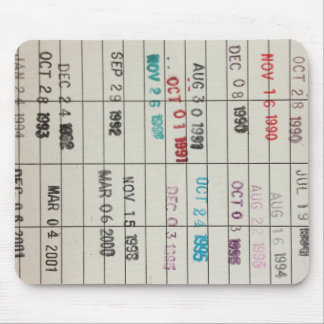 Vintage Library Due Date Cards Mouse Pad