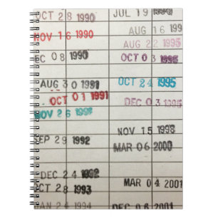 Vintage Library Due Date Cards Notebook