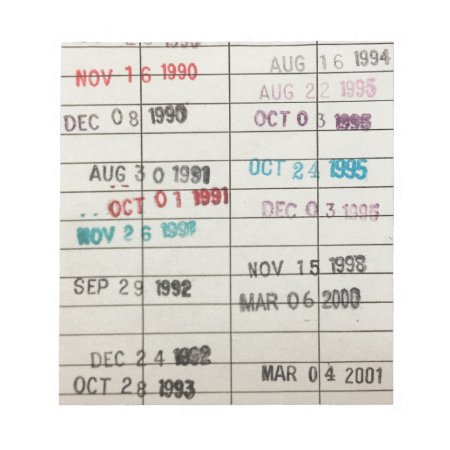 Vintage Library Due Date Cards Notepad
