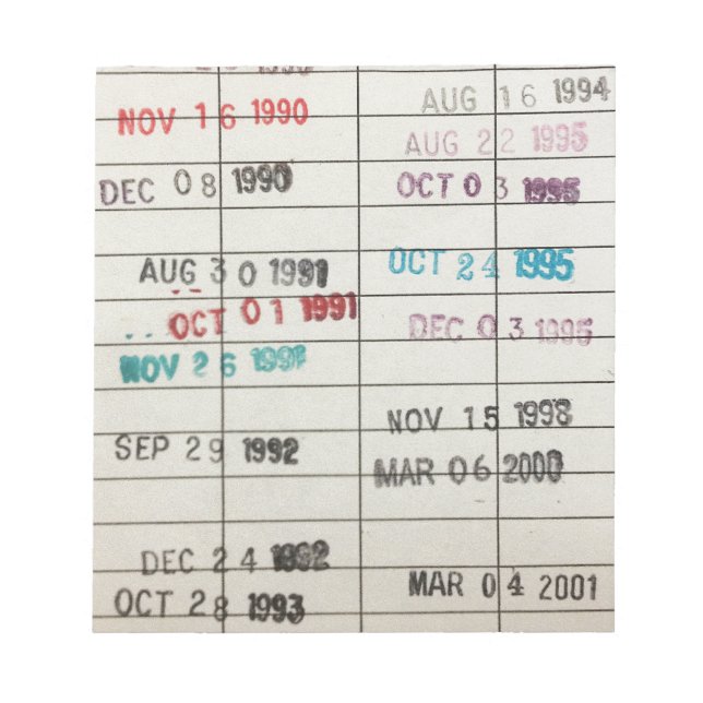 Vintage Library Due Date Cards Notepad (Front)