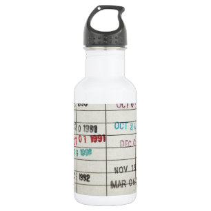Vintage Library Due Date Cards Stainless Steel Water Bottle