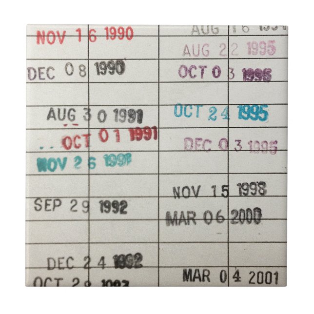 Vintage Library Due Date Cards Tile (Front)