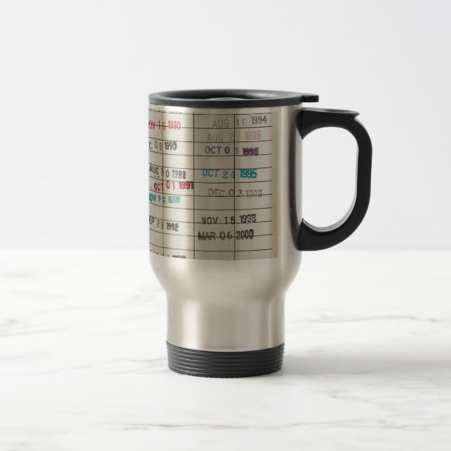 Vintage Library Due Date Cards Travel Mug (Right)