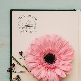 Custom Flower Teacher Library Book Stamp
