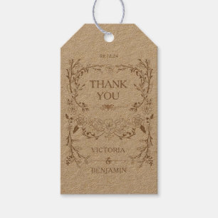 Vintage Library Elegant Floral Wedding Gift Tags