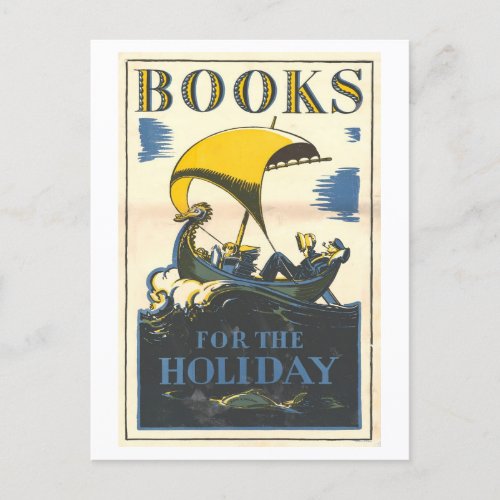Vintage Library Poster Books for the Holiday Postcard