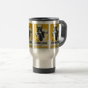 Vintage Library Poster The Thinker Libraries Travel Mug