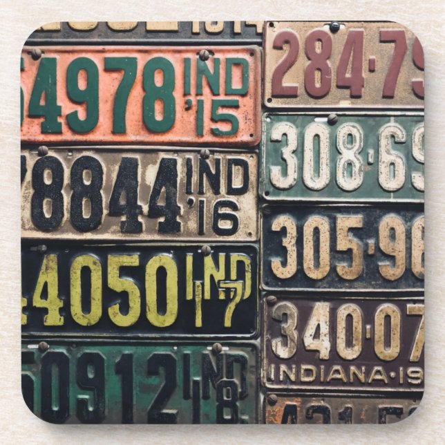 Vintage License Plates Beverage Coaster (Front)