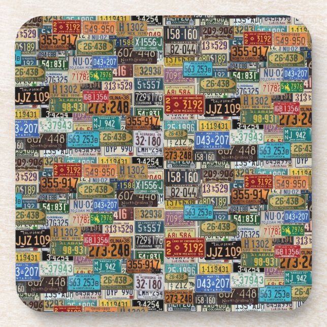 Vintage License Plates Beverage Coaster (Front)