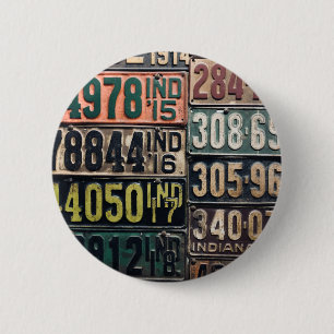 Vintage License Plates Button