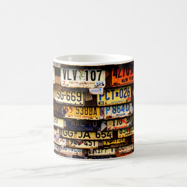 Vintage License Plates Coffee Mug (Center)