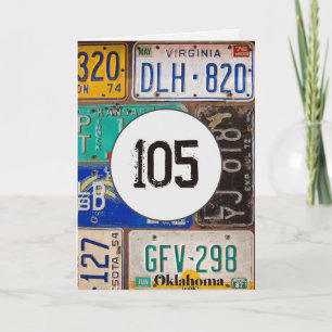 Vintage License Plates for 105th Birthday Card