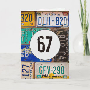 Vintage License Plates for 67th Birthday Card