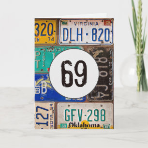 Vintage License Plates for 69th Birthday Card