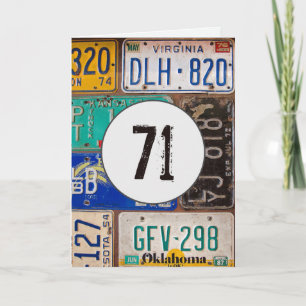 Vintage License Plates for 71st Birthday Card