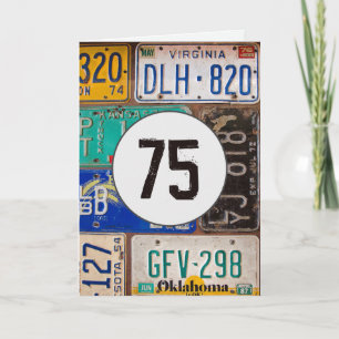 Vintage License Plates for 75th Birthday Card