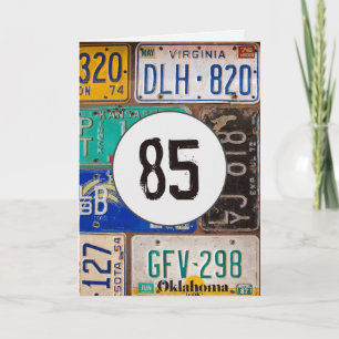Vintage License Plates for 85th Birthday Card