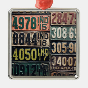 Vintage License Plates Metal Ornament