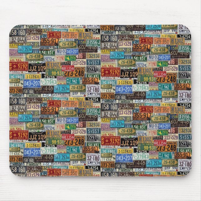 Vintage License Plates Mouse Pad (Front)