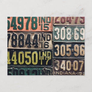 Vintage License Plates Postcard