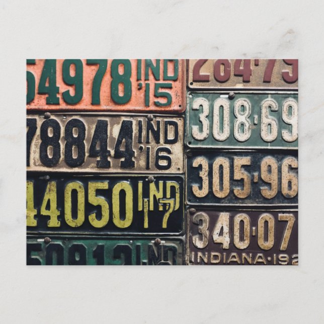 Vintage License Plates Postcard (Front)