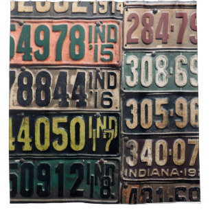 Vintage License Plates Shower Curtain
