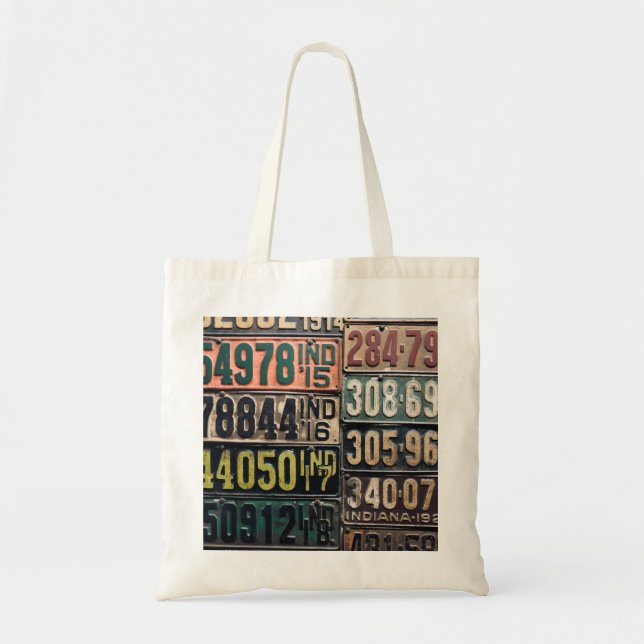 Vintage License Plates Tote Bag (Front)
