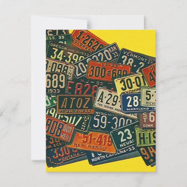 Vintage LICENSE PLATES We've Moved Announcements (Front)