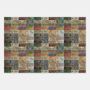 Vintage License Plates Wrapping Paper