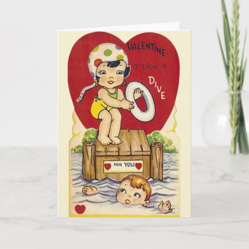 Vintage Life Guard Valentines Day Card