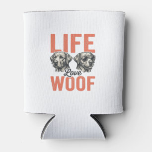 Vintage Life Love Woof Dog Graphic Design_1 Can Cooler