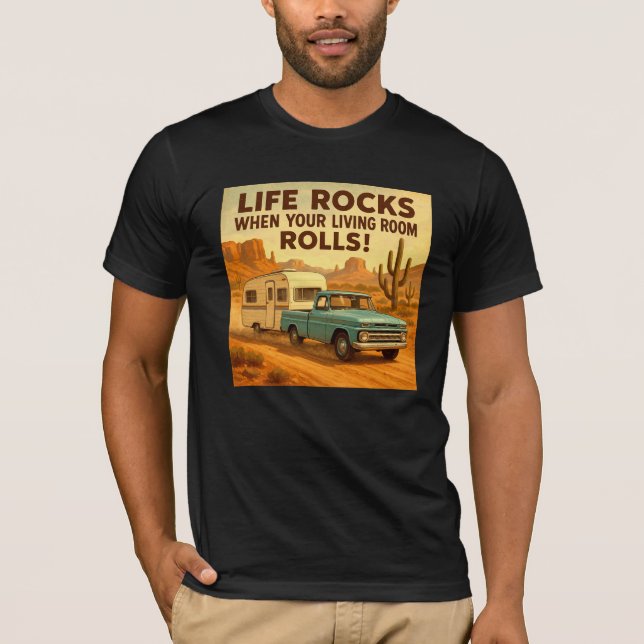 Vintage Life Rocks Deset RV Adventure T-Shirt (Front)