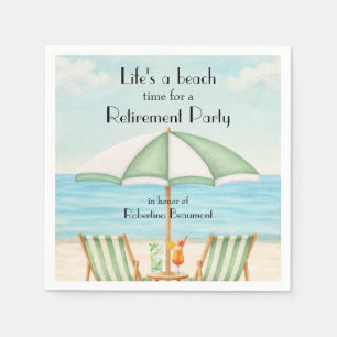 Vintage Life's a Beach Chair Cocktail Retirement  Napkins