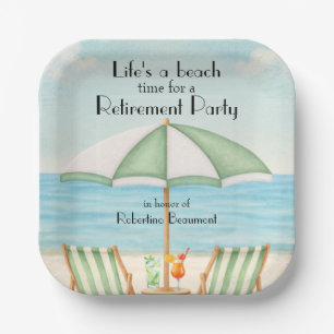 Vintage Life's a Beach Chair Cocktail Retirement  Paper Plates