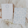 Vintage Light Blue Crest Monogram Wedding Invitation