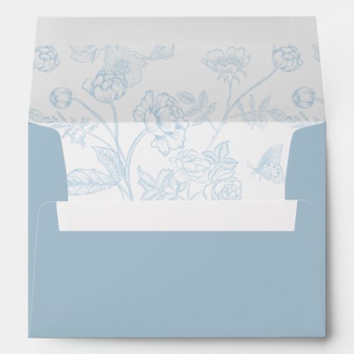 Vintage Light Blue Floral Wedding Invitation Envelope