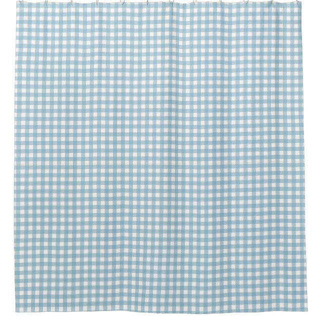 Vintage Light Blue gingham Shower Curtain (Front)