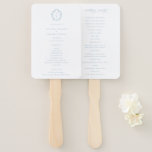 Vintage Light Blue Monogram Crest Wedding Program Hand Fan