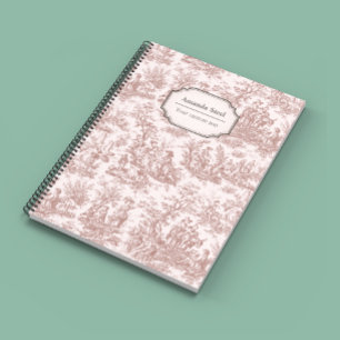 Vintage Light Brown French Country Toile de Jouy Notebook