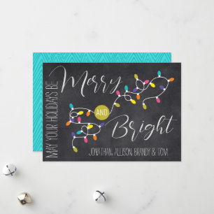 Vintage Light Bulbs Merry & Bright Christmas Card