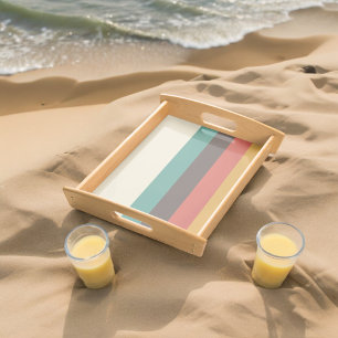 Vintage light color stripes serving tray