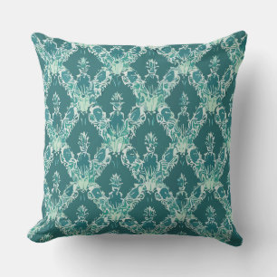 Vintage Light Emerald Green Leaves Throw Pillow
